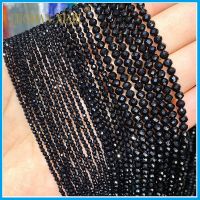 ✱▲ஐ Wholesale Natural Stone Beads Faceted Black Onyx Round Loose Spacer Beads For Jewelry Making DIY Bracelet Necklace 2MM 3MM 4MM