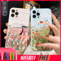 เคส Samsung A32 A52 A72 A12 A02S A50 A10S J7 Prime A51 J2 Prime A10 A125 A30 A50S A30S A20 M40S M10 M10S A205 M02S A025 F02S A305 Grand Prime Plus ลายดอกไม้เคสโทรศัพท์ซิลิโคนอ่อนนุ่มพร้อมขาตั้ง