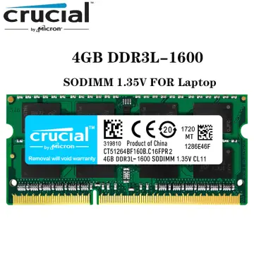 Crucial 4GB 204pin DDR3L-1600MHz PC3L-12800 Sodimm Laptop Memory Notebook  1.35V