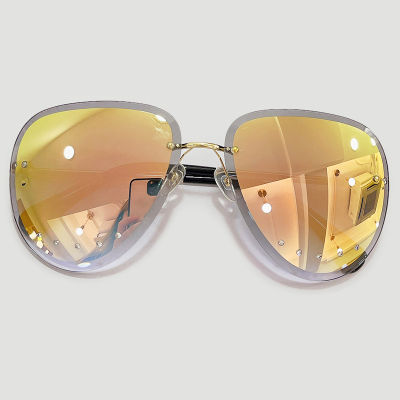 แฟชั่นกระจกนักบินแว่นกันแดดผู้หญิงวินเทจแบรนด์หรูขนาดใหญ่อาทิตย์แว่นตาเฉดสี UV400