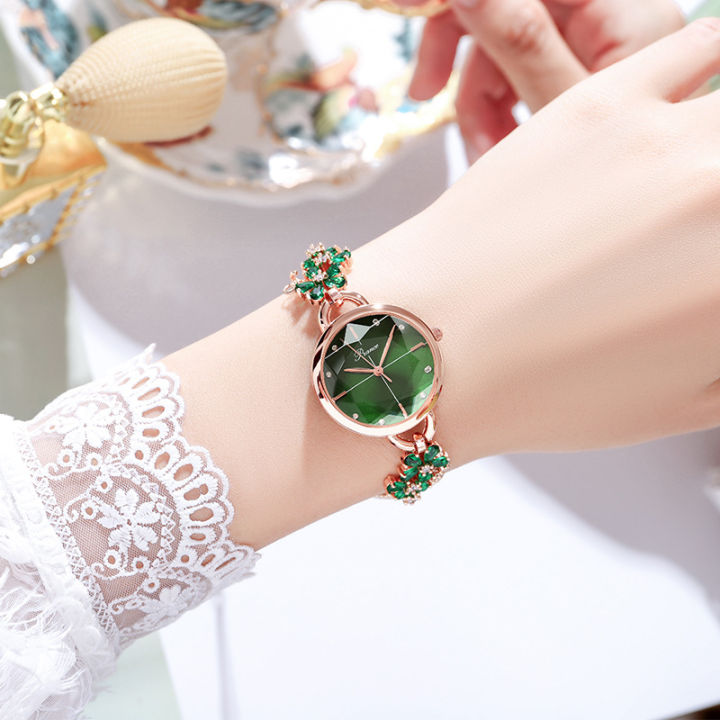 นาฬิกาข้อมือผู้หญิงแฟชั่น2023แบบใหม่ฝัง-rhinestone-ยิปโซสร้อยข้อมือนาฬิกาสร้อยข้อมือสีม่วงนาฬิกาแฟชั่นผู้หญิง