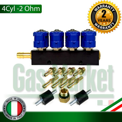Valtek Gas Injector Type 30 4 cyl Blue Coil 2 Ohm - รางหัวฉีดแก๊ส ยี่ห้อ Valtek รุ่น BFC 4 สูบ type 30 คอยล์สีฟ้า 2 โอห์ม&nbsp; สำหรับแก๊ส LPG/CNG ระบบหัวฉีด (รางหัวฉีดแท้จาก Italy)