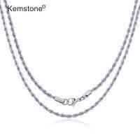 Kemstone ทอง/เงิน 3 มิลลิเมตรสไตล์ฮิปฮอปบิดเจาะ 75 เซนติเมตร/60 เซนติเมตร/50 เซนติเมตรเครื่องประดับสร้อยคอโซ่สำหรับผู้ชาย