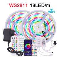 WS2811ไฟแถบไฟ LED ยาว5ม. 10ม. แอดเดรส12V บลูทูธสามารถรองรับ WIFI 5050 RGB สีในฝันมีความยืดหยุ่นเทป IP65ควบคุมระยะไกล