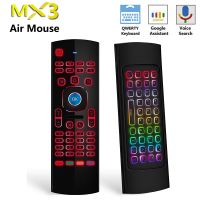 ▽ MX3 Backlit Air Mouse T3 Smart Remote Control 2.4G RF Wireless Keyboard Google Voice Assistant For Android Smart TV Box
