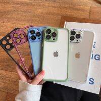 เคสโทรศัพท์ไอโฟน เคสอะคริลิคใส ขอบสีพร้อมเลนส์กล้องiPhone7plus iPhone14 iPhone14PRO iPhone14PROMAX iPhone X iPhone XR   iPhone XSMAXiPhone12iPhone12PROiPhone12PROMAX iPhone13iPhone13PROiPhone13PROMAX