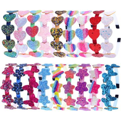 【YF】 Glitter Heart Bayby Girls Headbands Rainbow Star Hariband for Children Kids Hair Accessories
