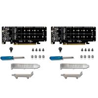 2X PCIE X16 to M.2 M-Key NVMEx4 SSD 2U Server Riser Card Double-Sided 4-Disk NVME RAID PCI-EX16 Split Card