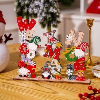 【LZ】☈❀❁  New Christmas Decoration Wooden Tabletop Standing Ornaments Welcome Xmas Noel Letter Wood Sign Merry Christmas Decor For Home