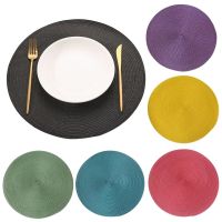 Round Placemats For Dining Table Coaster Heat-Resistant Placemats Stain Resistant Anti-Skid Washable Cotton Woven Tableware Mat