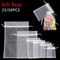 【LZ】﹍㍿☼  Saco para lembrancinhas com cordão suprimento para festa de natal saco branco de gaze saquinho de organza personalizável peças