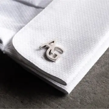 Double initial cufflinks on sale silver