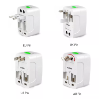 หัวปลั๊กแปลงไฟ All in one Universal Travel Charger Adapter หัวแปลงปลั๊กไฟ with AU US UK EU Plug (Intl) มี 2 USB Charger