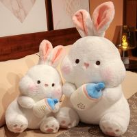 Creative Bunny Doll Hold Feeding Bottle Rabbit Plush Toy Stuffed Soft Baby Appease Hug Pillow for Kids Girls Birthday Gift