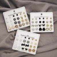 【DT】hot！ 12 Pairs Rhinestone Imitation Stud Earrings Set Colorful Earring Jewelry