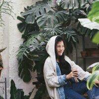 White indigo hoodie** | แต่งลายผ้าเขียนเทียนสีคราม