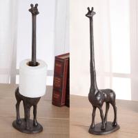 Cast Iron Giraffe Holder Paper Free Stand Bathroom/Parlor Storage Giraffe