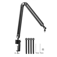 ขาตั้งไมโครโฟนชุดโลหะทั้งหมด Heavy Duty Mic Suspension Arm แฮนด์ฟรีขาตั้งไมโครโฟนแบบยืดหยุ่นพร้อม C-Clamp Sticky Tape