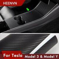 Heenvn Model3คอนโซลกลางรถสติกเกอร์คาร์บอนไฟเบอร์ควบคุมส่วนกลางอุปกรณ์ตกแต่งอินเตอร์สำหรับ Tesla รุ่น Y 3