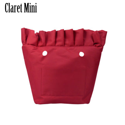 Tanqu new Frill Pleat Soild Fabric Waterproof Inner Lining Insert Zipper Pocket for Classic Mini Obag Inner Pocket for O Bag