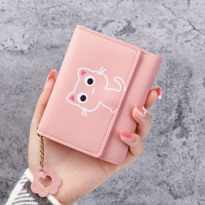 【CC】2023 New Womens Wallet Cute Cat Short Wallet Leather Small Coin Purse Girls Money Bag Card Holder Ladies Female Hasp Wallet