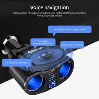 ZZOOI Car Handsfree Bluetooth 5.0 FM Transmitter Dual USB Charger Expand 2 Lighter Ports Support U Disk Music Play