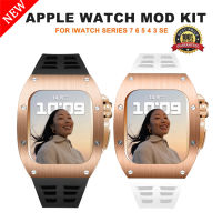 สายกล่องโลหะชุดแท่งสไตล์ Richard Mille สำหรับนาฬิกา Apple แถบซิลิโคน8 7 44มม. 45มม. สำหรับ IWatch Series 8 7 6 5 4 44 45ผู้ชายการปรับเปลี่ยน (ไม่รวมนาฬิกา)