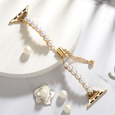 Women Pearl Diamond Bracelet For Apple Watch Band 8 7 41mm 45mm 38 42 40mm 44mm Jewelry Strap For iWatch 7 6 5 4 3 2 Accessories Straps