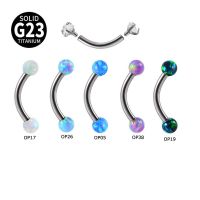 1 Piece G23 Titanium with Opal Eyebrow 16Gauge Piercing Internally Thread Hypoallergenic Helix Rook Lobe Ear Stud