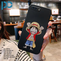 การ์ตูนวันพีชเคสโทรศัพท์ Luffy สำหรับ OPPO A72 A54 A57 A57 A59 A7 A5S A74 A73 A9 A83 A94แฟชั่นกันกระแทกขอบตรงเคสป้องกัน TPU