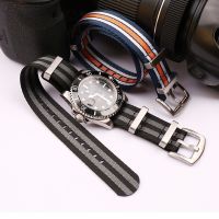 ♛☸✥ Watch Band 18MM 20MM 22MM For Omega NATO Style Wristband Durable Nylon Striped Strap Compatible With Sport Casual Watch Bracelet