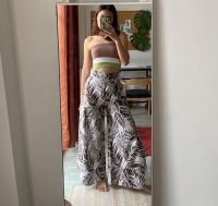 Coconut Tropical - Beach Pants -Palm Floral -กางเกงผ่าข้าง กางเกงผ้าพริ้ว