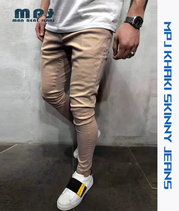 khaki skinny jeans mens stretch