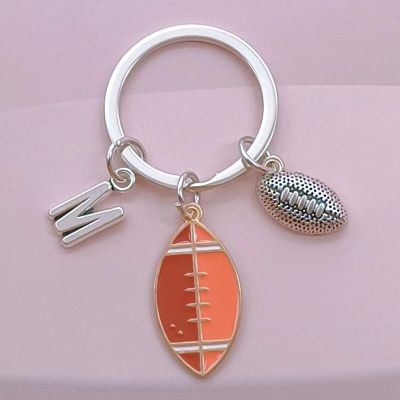Rugby [hot]New Chain Ring Jewelry Women Enamel Gift Letter Key Chain A-Z Mens Key DIY Key Simple Handmade Sports Boyfriend