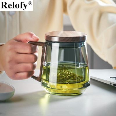 525ml Creative Glass Mug with Lid and Handle Household Lovers Coffee Whiskey Cup with Tea Infuser Juice Milk Beer Drinkware