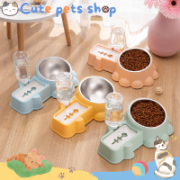 ชามแมว ชามอาหารสัตว์ ชามอาหารสุนัข ชามอาหารแมว จานข้าวแมว cat food bowl ถ้วยอาหารแมว ชามคู่ วัสดุPP ราคาถูกๆ น้ำออกอัตโนมัติ ชามสแตนเลส pet bowl