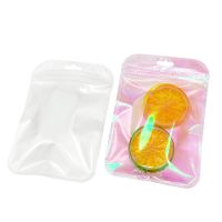 100pcs Pearl Pink Self Sealing Bags Clear Holographic Laser Mylar Pouches Resealable Zip Lock Packaging For Jewelry Retail Bags