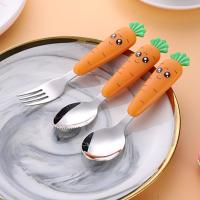 【CW】 Baby Tableware Fork Children Utensil Toddler Dinnerware Cutlery Cartoon Carrot Feedkid