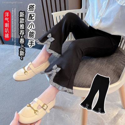 Girls pants 2023 children new flares during the spring and autumn stretch brim han edition female baby outside childrens wear