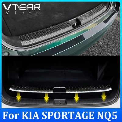 แผ่นป้องกันท้ายรถสำหรับ KIA SPORTAGE NQ5 2022 2023 (สีดำรูปแบบคาร์บอนไฟเบอร์) อุปกรณ์ภายในเป็นสแตนเลสสตีลชิ้นส่วนการตกแต่งภายในยานยนต์