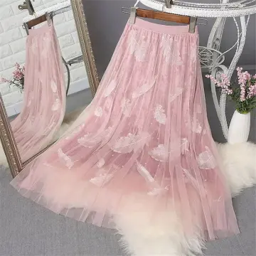 Women's Tulle Skirt Elastic High Waist Underskirt Ballet Irregular Pleated Maxi  Skirt Sheer Tutu Tulle Skirts 