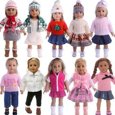 Doll Clothes Handmade Sweater Suit Winter Warm 18Inch American Doll Girl 39;s And 43Cm New Born Baby Accessories Gift For Baby Doll