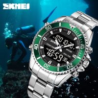 Fashion Stainless Steel Men Watch Luxury Brand Digital Watches Dual Time Wristwatches For Man SKMEI Countdown Chrono Clock