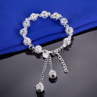 Charm 925 Sterling Silver Bracelets for Women elegant hollow ball Chain Fashion Wedding Party Christmas Gifts fine Jewelry