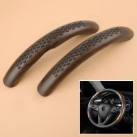 1 Pair 38cm 15" Wood Grain Texture Universal Car Front Steering Wheel Booster Cover Trim Decoration Non-Slip