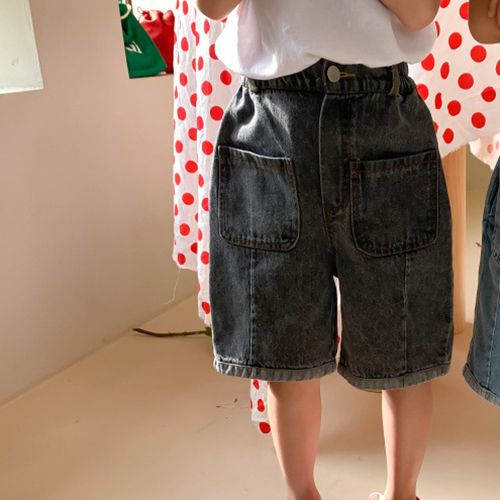 milancel-2021-summer-new-kids-clothes-denim-solid-shorts-elastic-waist-straight-short-pants-for-brothers-and-sisters