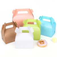 10pcs /kraft gift box cake white dessert brown pink green packaging paper cup wedding party portable carton