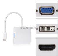 Kualitas Tinggi 3 In 1 Mini DP Displayport Thunderbolt Ke HDMI DVI Adaptor VGA untuk Apple MacBook