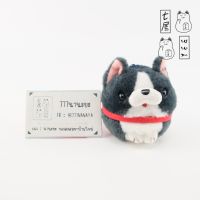 ตุ๊กตา พวงกุญแจ หมาบอสตัน เทอร์เรียร์ สีเทาเข้ม AMUSE Keychain Grey Boston Terrier Round Dog Collection ? ไม่มีป้ายห้อย ✨ ไซส์ Mini : สูง 9 cm