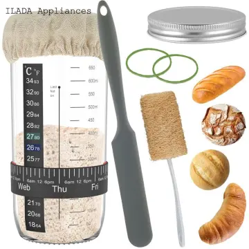 6Pcs Sourdough Starter Jar Kit with Scale Thermometer Heat Resistant US